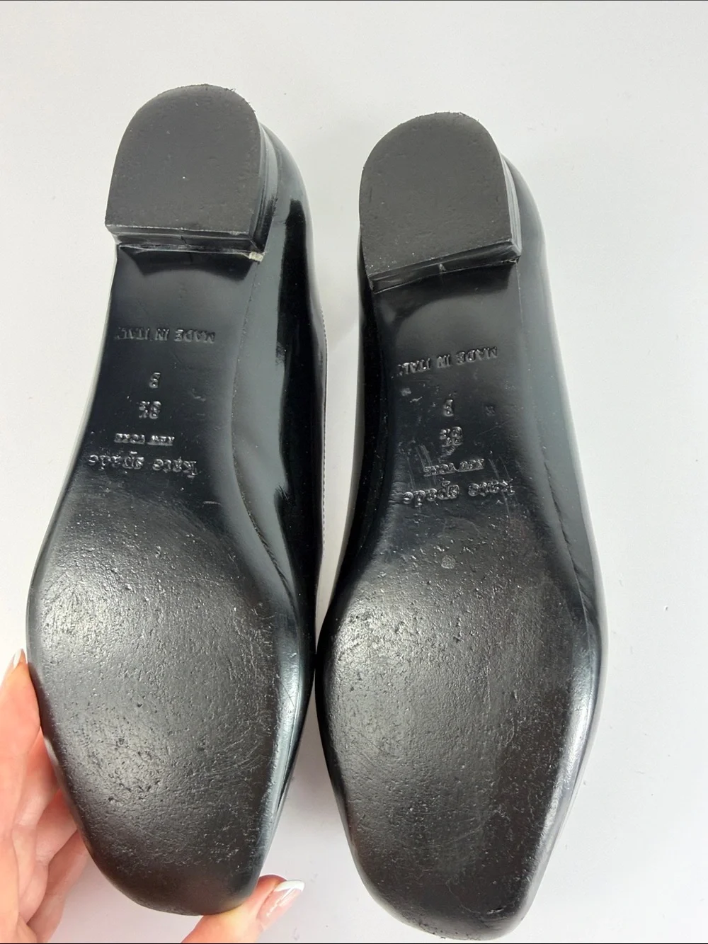 Kate Spade New York Black Patent Leather Floral Ballet Flats 8.5 B